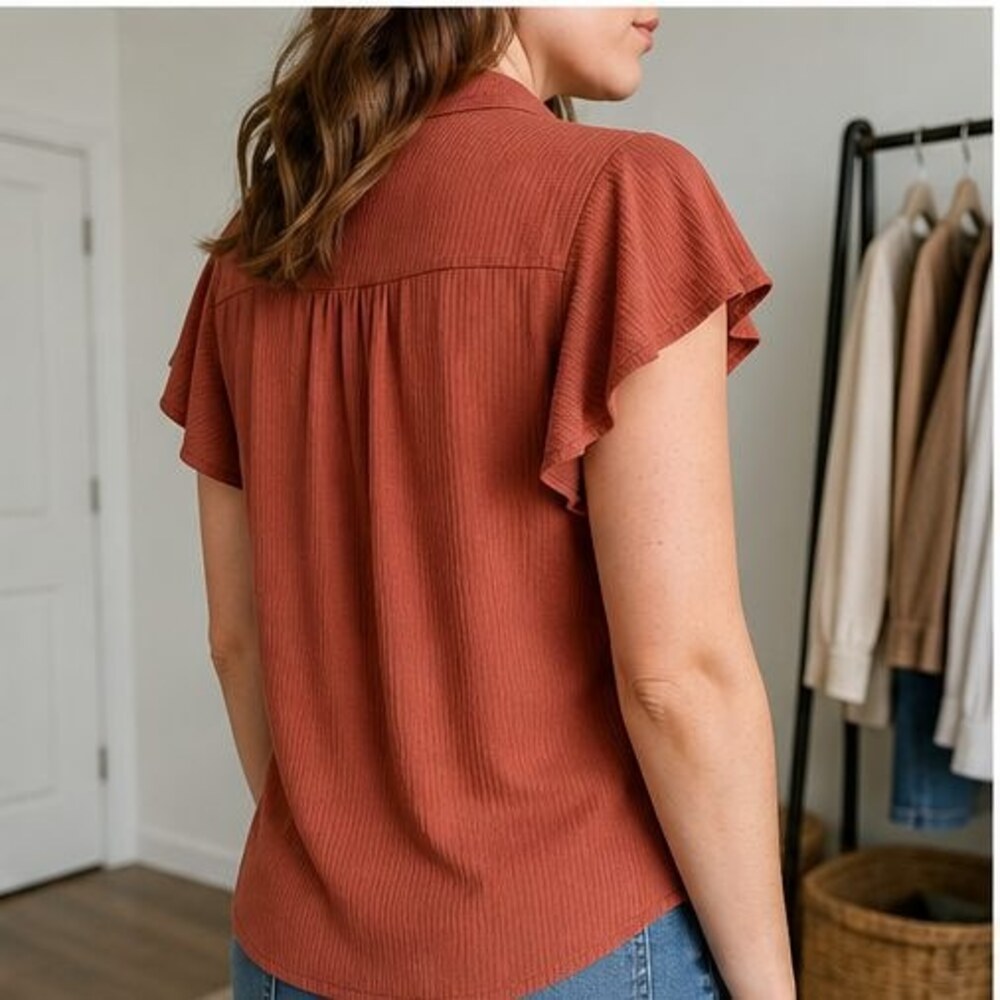 Rust V Neck Top - Picture 3 of 6